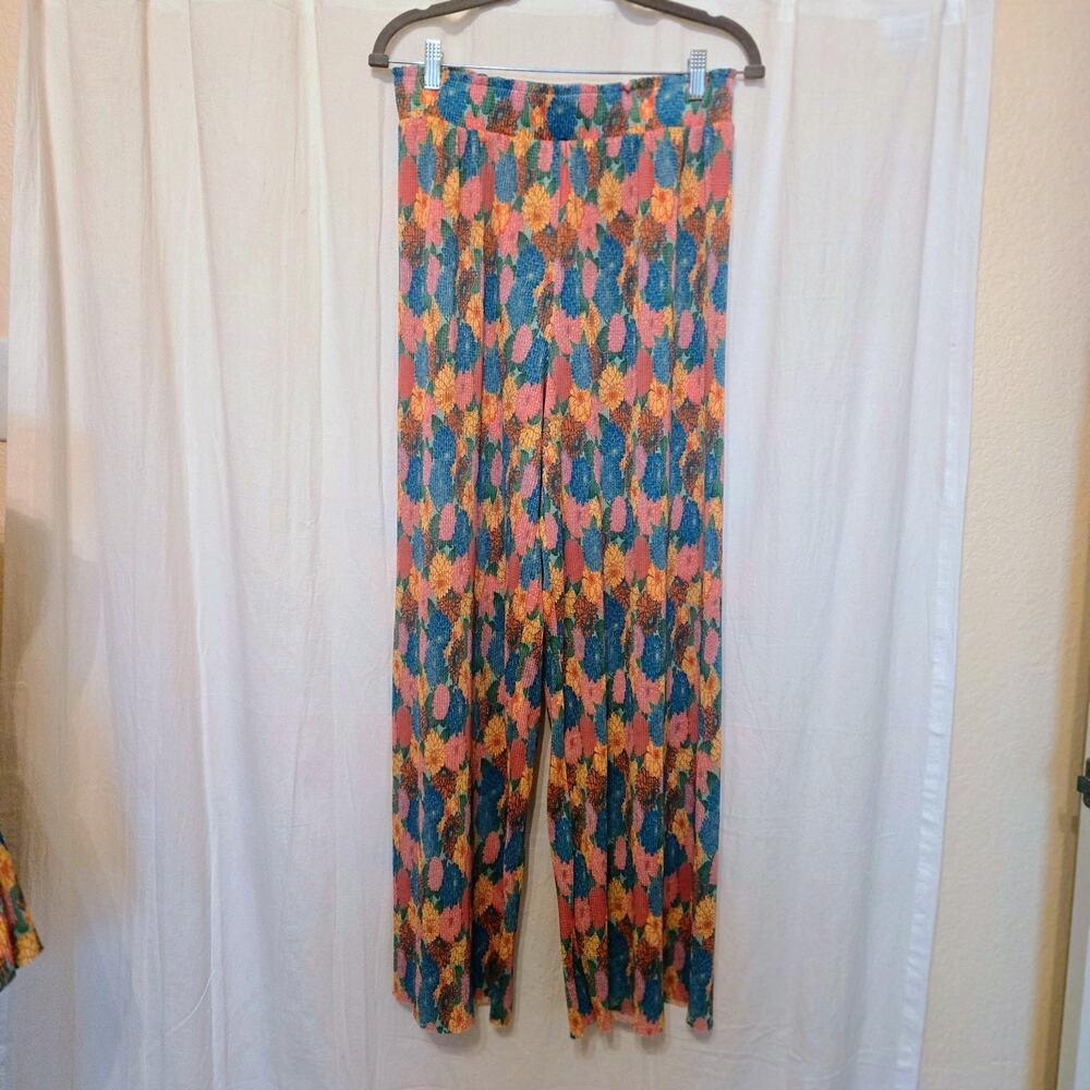 ZARA 2pc Multicolor Summer Floral Pleated Top & Pleated Pants size L - Picture 9 of 16